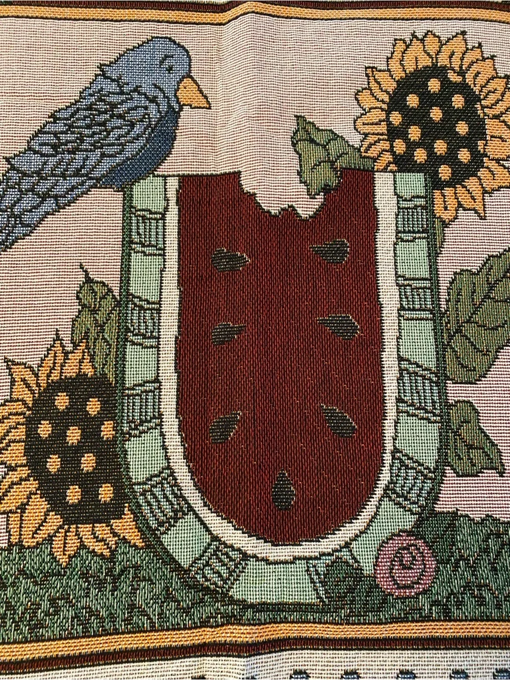 Vintage 1990s American Weavers Tapestry Throw Blanket 4 Seasons Country Decor